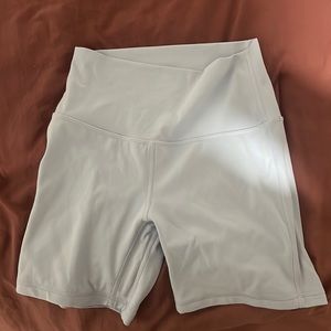 6 inch lululemon light blue biker shorts